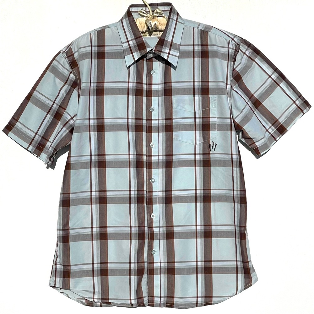 Ocean Current Plaid Short Sleeve Button Up Size Large EUC
